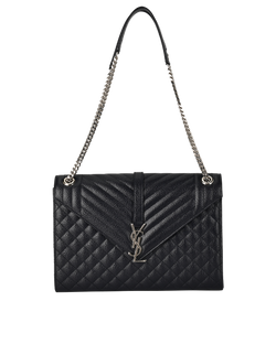 Quilted Large Envelope, Leather, Navy, 396910, DB, 3*